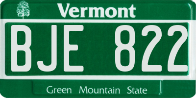 VT license plate BJE822