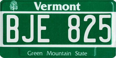 VT license plate BJE825