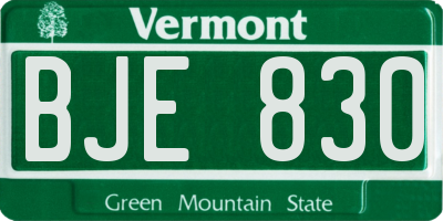 VT license plate BJE830