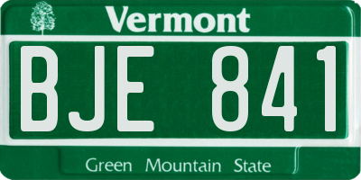 VT license plate BJE841