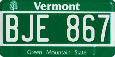 VT license plate BJE867