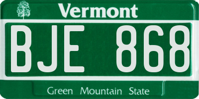 VT license plate BJE868
