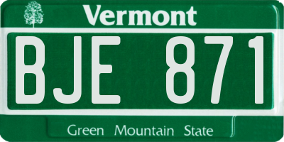 VT license plate BJE871