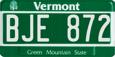 VT license plate BJE872