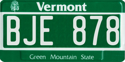 VT license plate BJE878