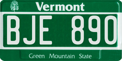 VT license plate BJE890