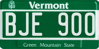 VT license plate BJE900