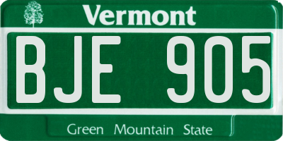 VT license plate BJE905