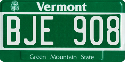 VT license plate BJE908