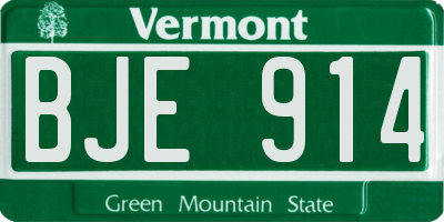 VT license plate BJE914