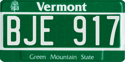 VT license plate BJE917