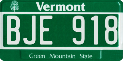 VT license plate BJE918