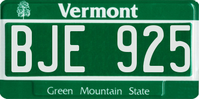 VT license plate BJE925