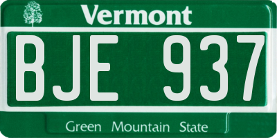 VT license plate BJE937