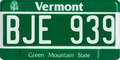 VT license plate BJE939