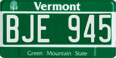 VT license plate BJE945