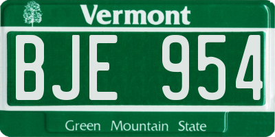 VT license plate BJE954