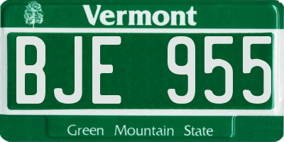 VT license plate BJE955