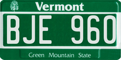 VT license plate BJE960