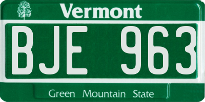 VT license plate BJE963