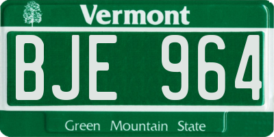 VT license plate BJE964