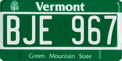 VT license plate BJE967