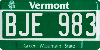 VT license plate BJE983