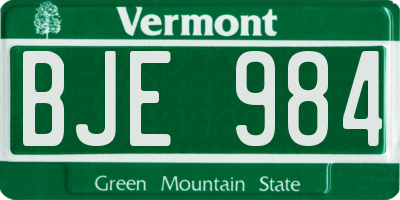 VT license plate BJE984