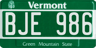 VT license plate BJE986