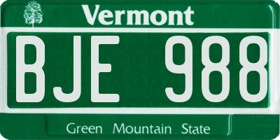 VT license plate BJE988