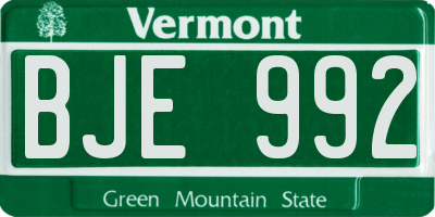 VT license plate BJE992