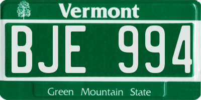 VT license plate BJE994