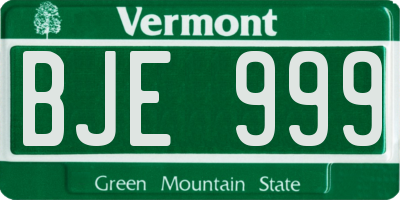 VT license plate BJE999