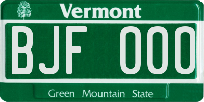 VT license plate BJF000