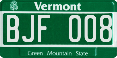 VT license plate BJF008