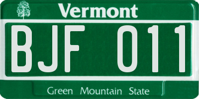 VT license plate BJF011