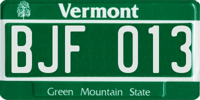 VT license plate BJF013