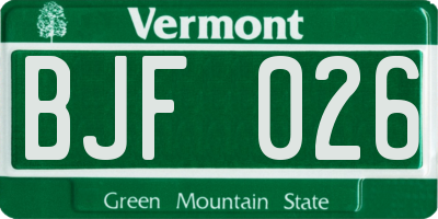 VT license plate BJF026