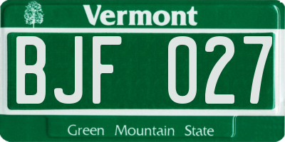VT license plate BJF027