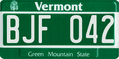 VT license plate BJF042
