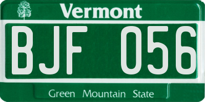 VT license plate BJF056
