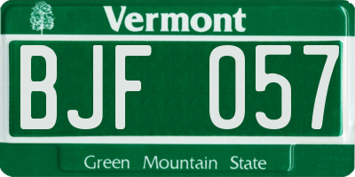 VT license plate BJF057