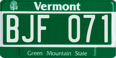 VT license plate BJF071