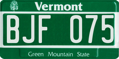 VT license plate BJF075