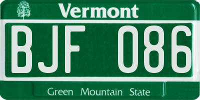 VT license plate BJF086