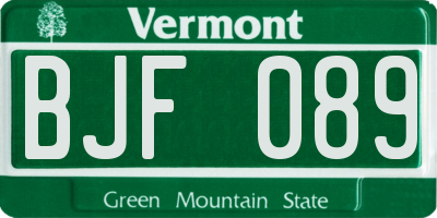 VT license plate BJF089