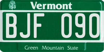 VT license plate BJF090