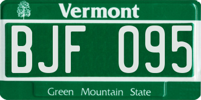 VT license plate BJF095
