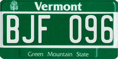 VT license plate BJF096