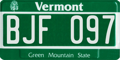 VT license plate BJF097